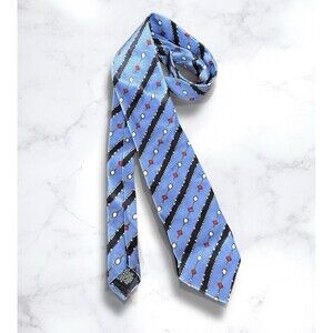 Luca Franzini -The Rack 100% Silk Necktie Blue Stripe Nautical Vintage Italy